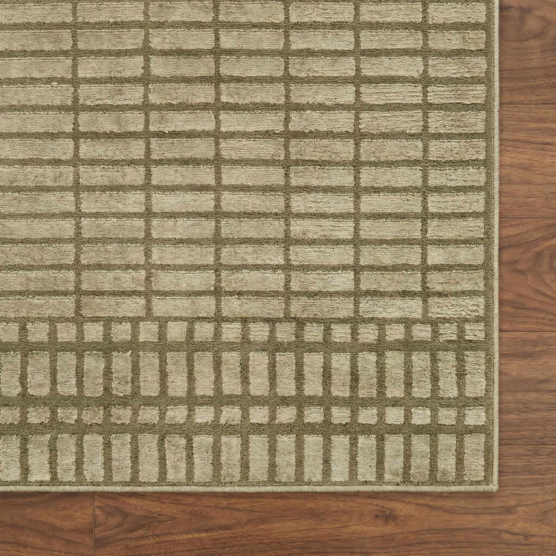 Gareth Olive Grid Area Rug by Boutique Rugs