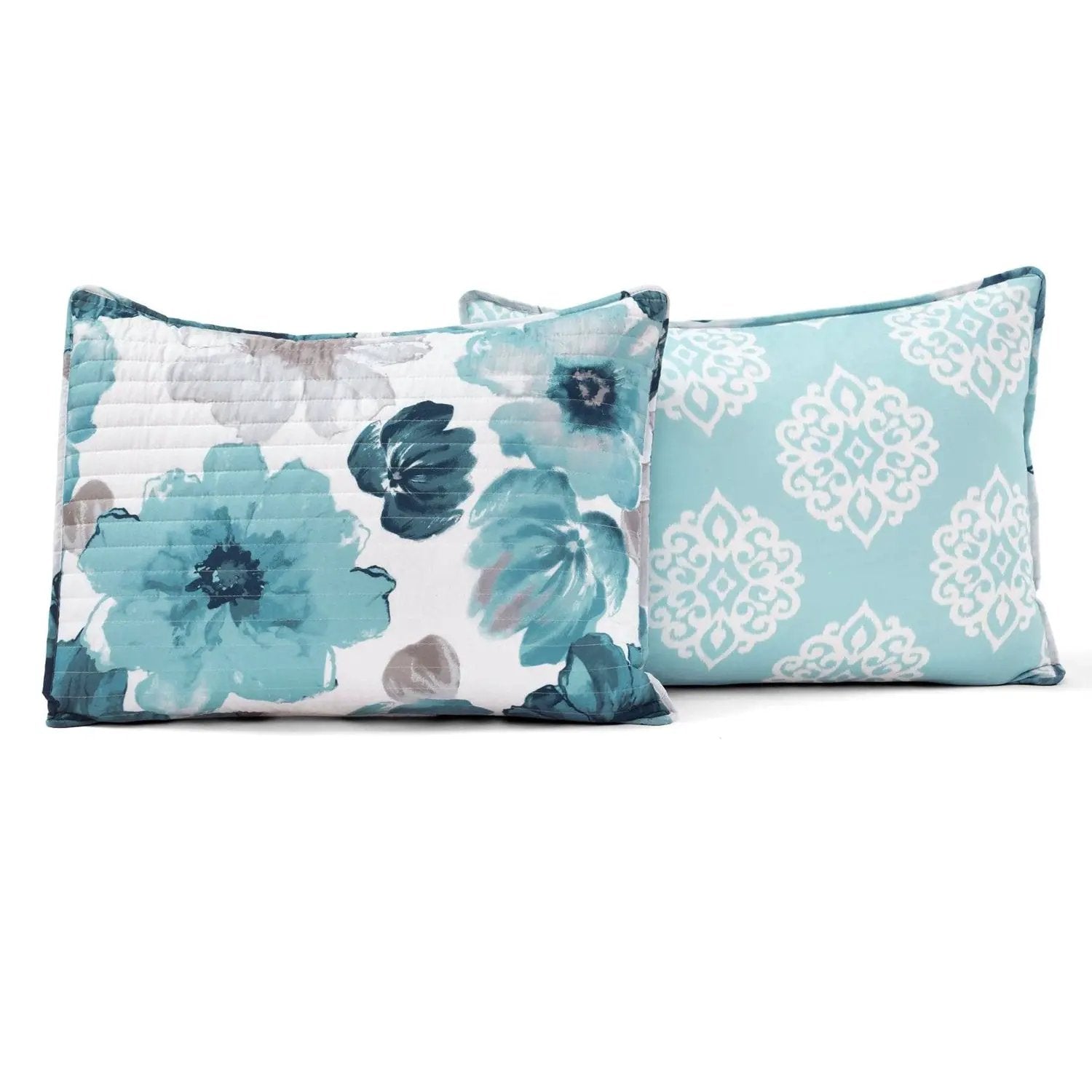 Full/Queen Blue Grey Flowers Lightweight Polyester Microfiber Quilt Set by HomePacific