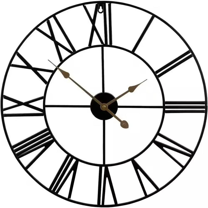 Round 24-inch Black Metal Roman Numeral Wall Clock with Gold Hands by HomePacific