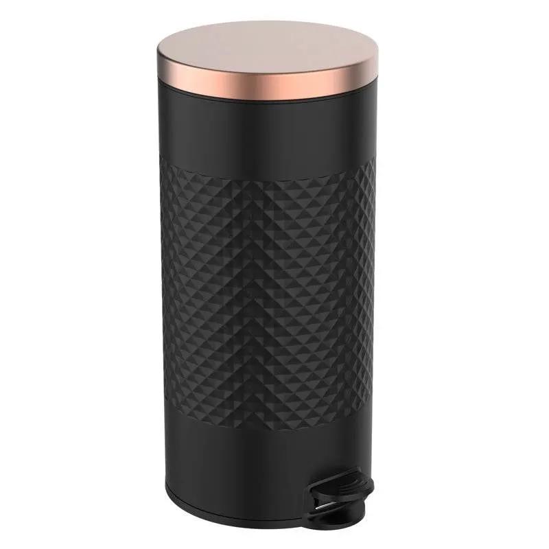 Hands Free Black/Gold Metal Step On Trash Can - 8 Gallons by HomePacific