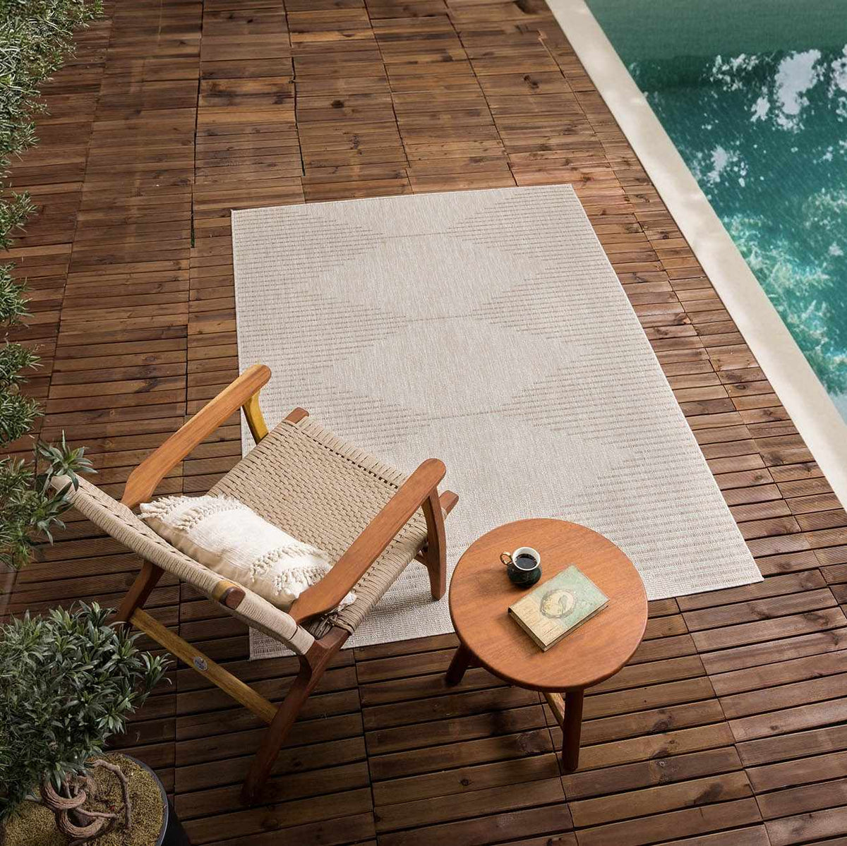 Stephan Beige Outdoor Rug, installed in a room 3