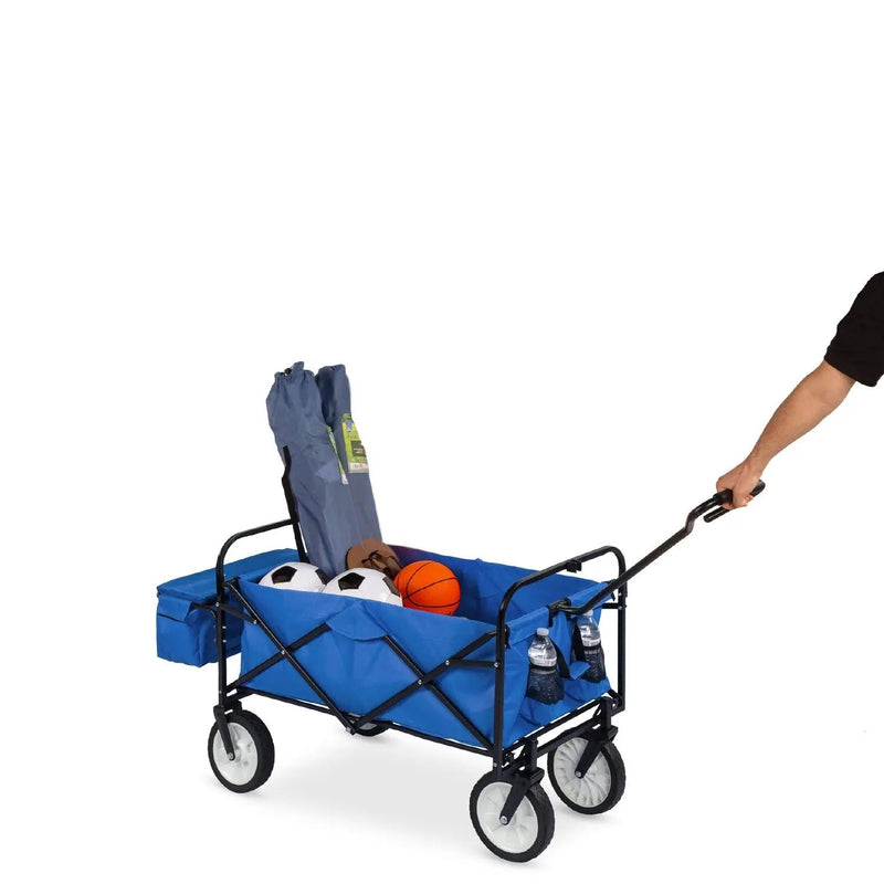 Collapsible Utility Wagon Cart Indoor/Outdoor with Canopy - Blue by HomePacific