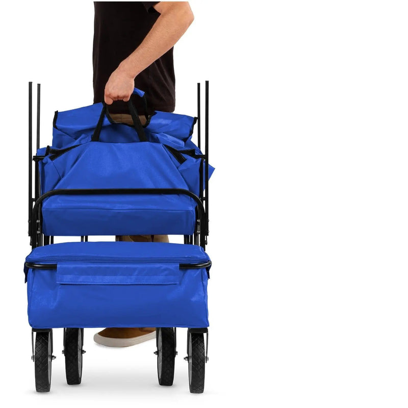 Collapsible Utility Wagon Cart Indoor/Outdoor with Canopy - Blue by HomePacific