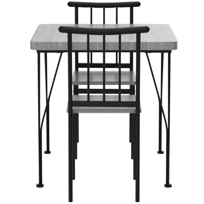 Modern 3-Piece Metal Frame Dining Set with Grey Wood Top Table and 2 Chairs by HomePacific