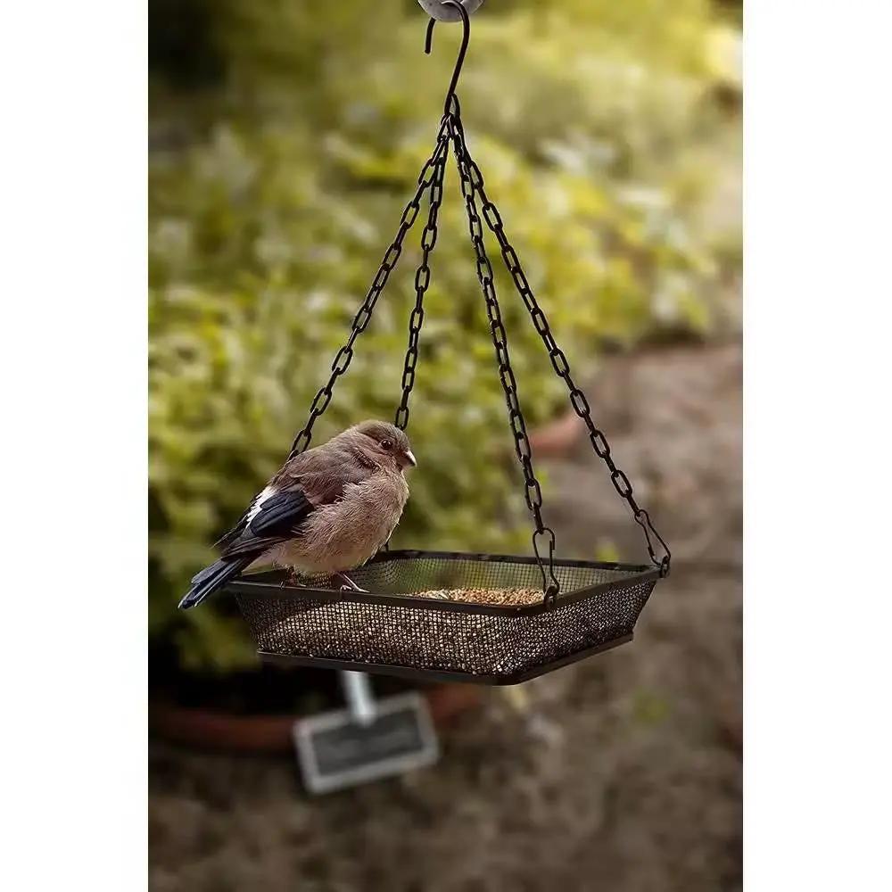 Heavy Duty Black Iron Mesh Bird Feeder Seed Tray with Easy to Hang Chain by HomePacific