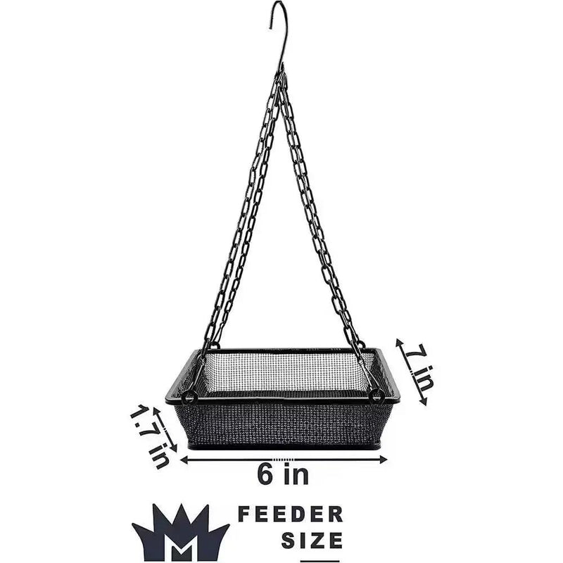 Heavy Duty Black Iron Mesh Bird Feeder Seed Tray with Easy to Hang Chain by HomePacific
