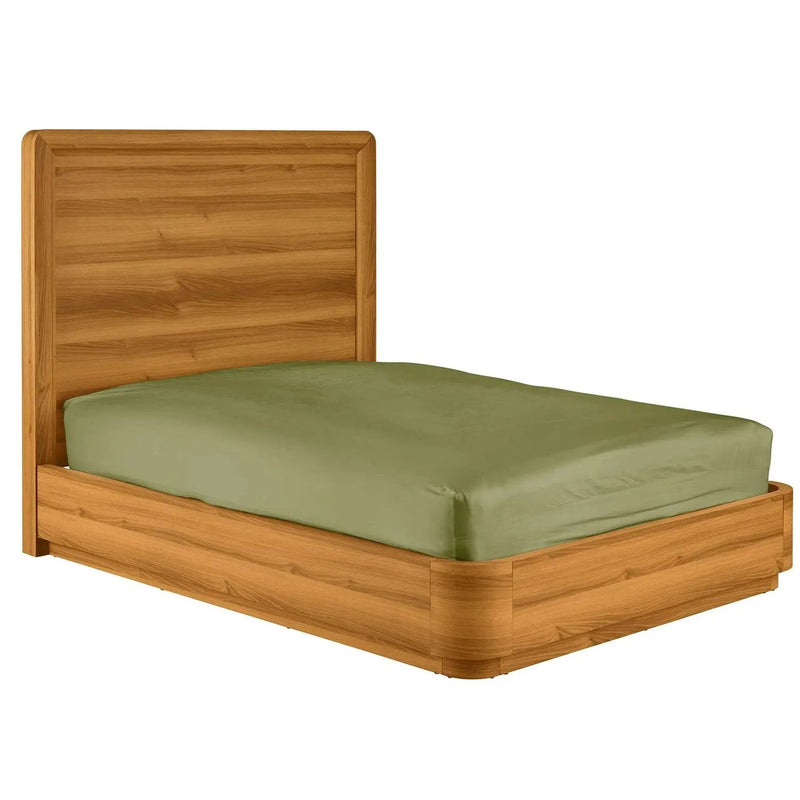 Queen Modern Wood Platform Bed Frame with Round Corners and Headboard by HomePacific