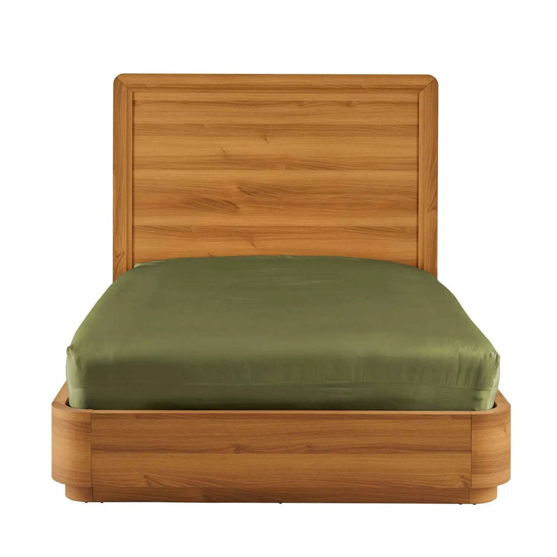 Queen Modern Wood Platform Bed Frame with Round Corners and Headboard by HomePacific