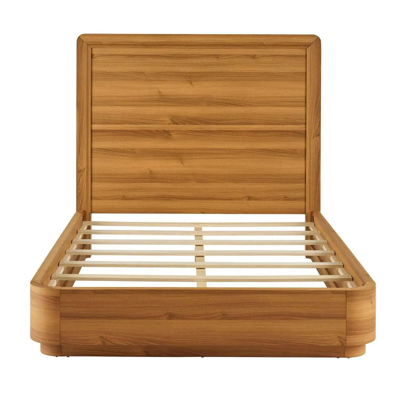 Queen Modern Wood Platform Bed Frame with Round Corners and Headboard by HomePacific