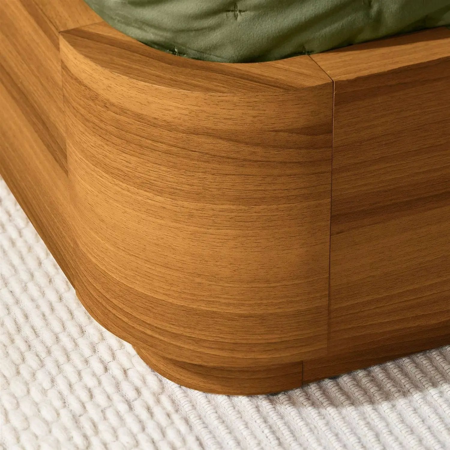 Queen Modern Wood Platform Bed Frame with Round Corners and Headboard by HomePacific