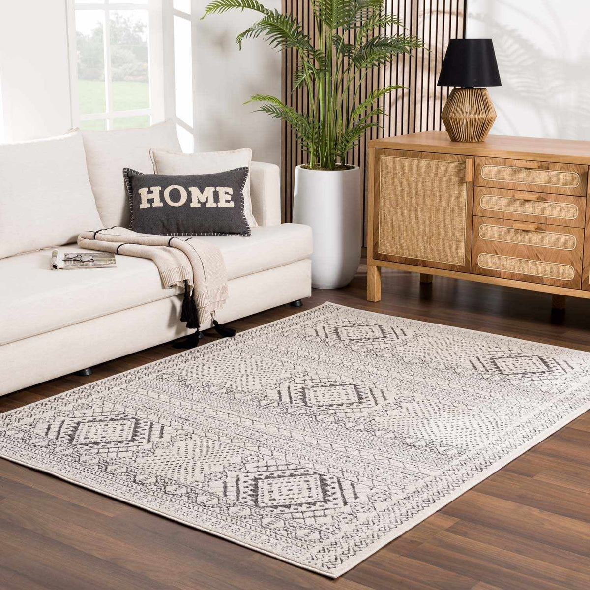 Merriott Area Rug, installed in a room