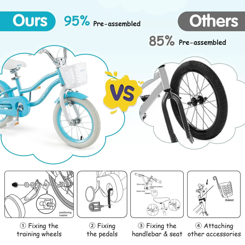 14/16/18 Inch Kids Bike with Dual Brakes and Adjustable Seat by DirectDeals