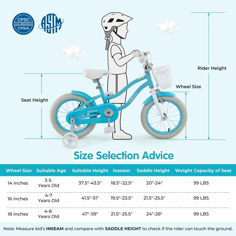 14/16/18 Inch Kids Bike with Dual Brakes and Adjustable Seat by DirectDeals