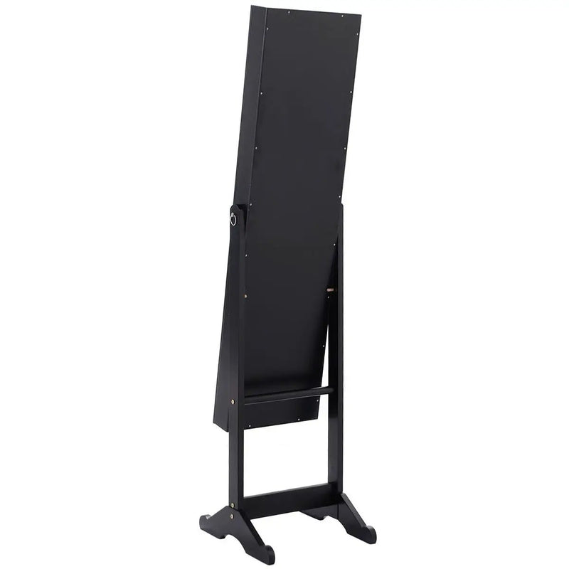 Black Wood Jewelry Storage Cabinet Freestanding Floor Mirror by HomePacific
