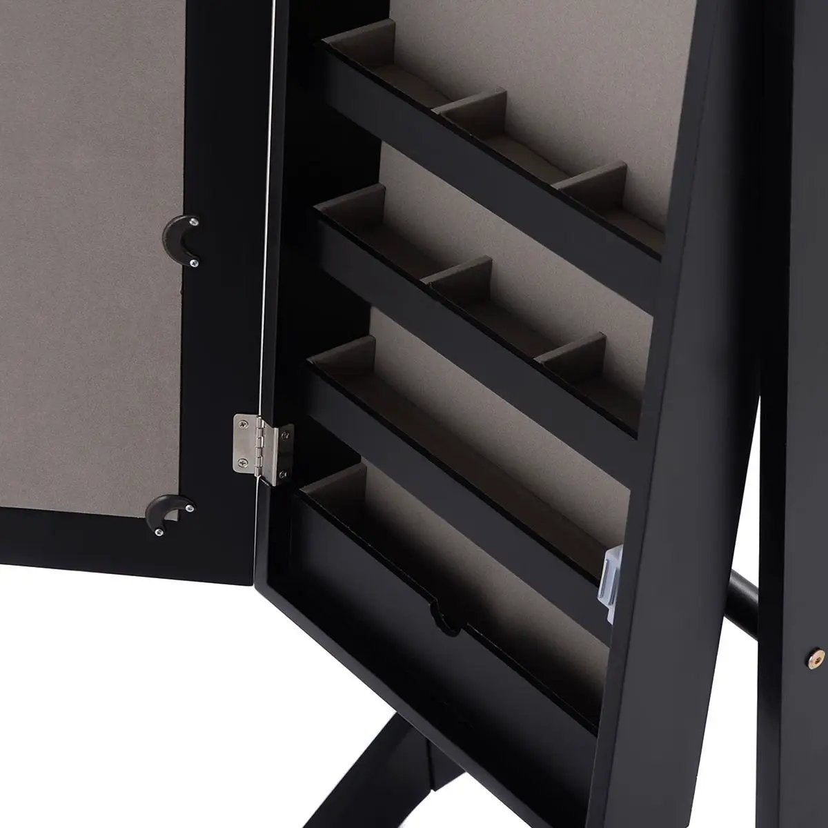Black Wood Jewelry Storage Cabinet Freestanding Floor Mirror by HomePacific