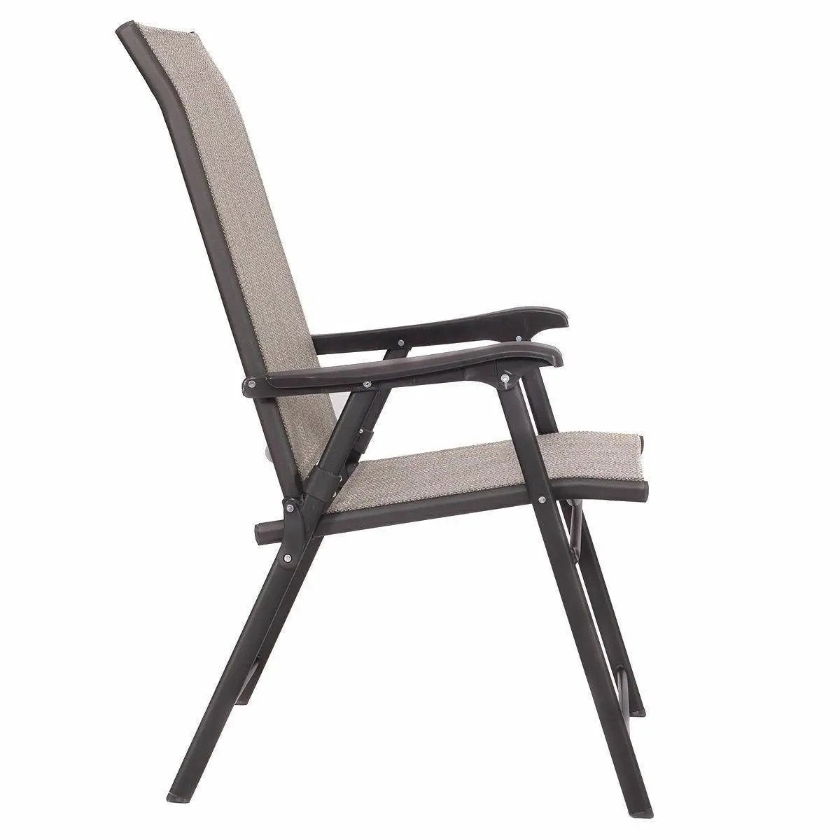 Set of 2 Outdoor Folding Patio Chairs in Brown with Black Metal Frame by HomePacific