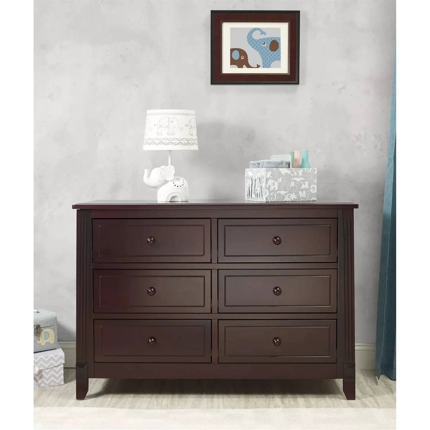 SF Home Kids Bedroom 6-Drawer Dresser in Espresso Wood Finish by HomePacific