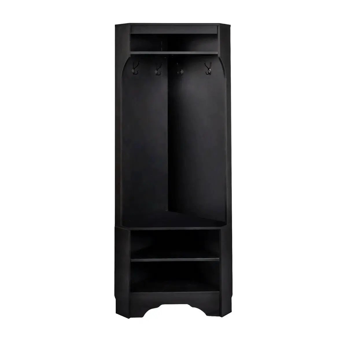Modern Black Corner Hall Tree Coat Rack Entryway Storage Cabinet Shoe Bench by HomePacific