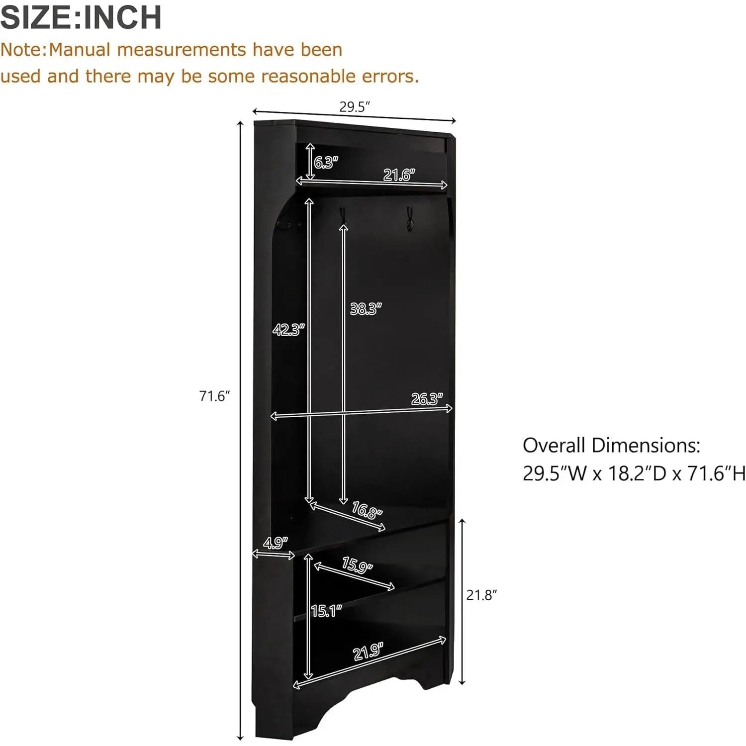 Modern Black Corner Hall Tree Coat Rack Entryway Storage Cabinet Shoe Bench by HomePacific