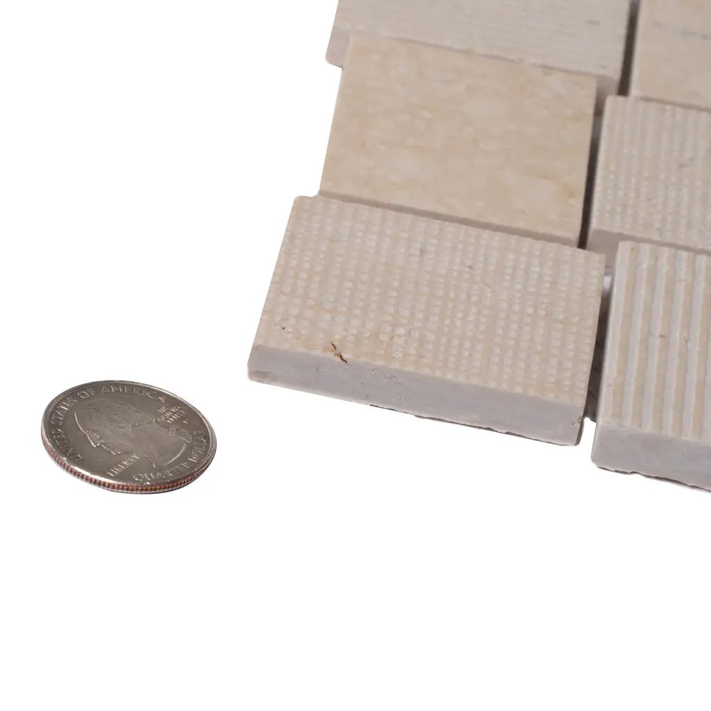 Beige 11x11 Polished Etched Brick Crema Marfil Marble Mosaic Tile (5 pack, 4.13 sq ft/case) by Apollo Tile