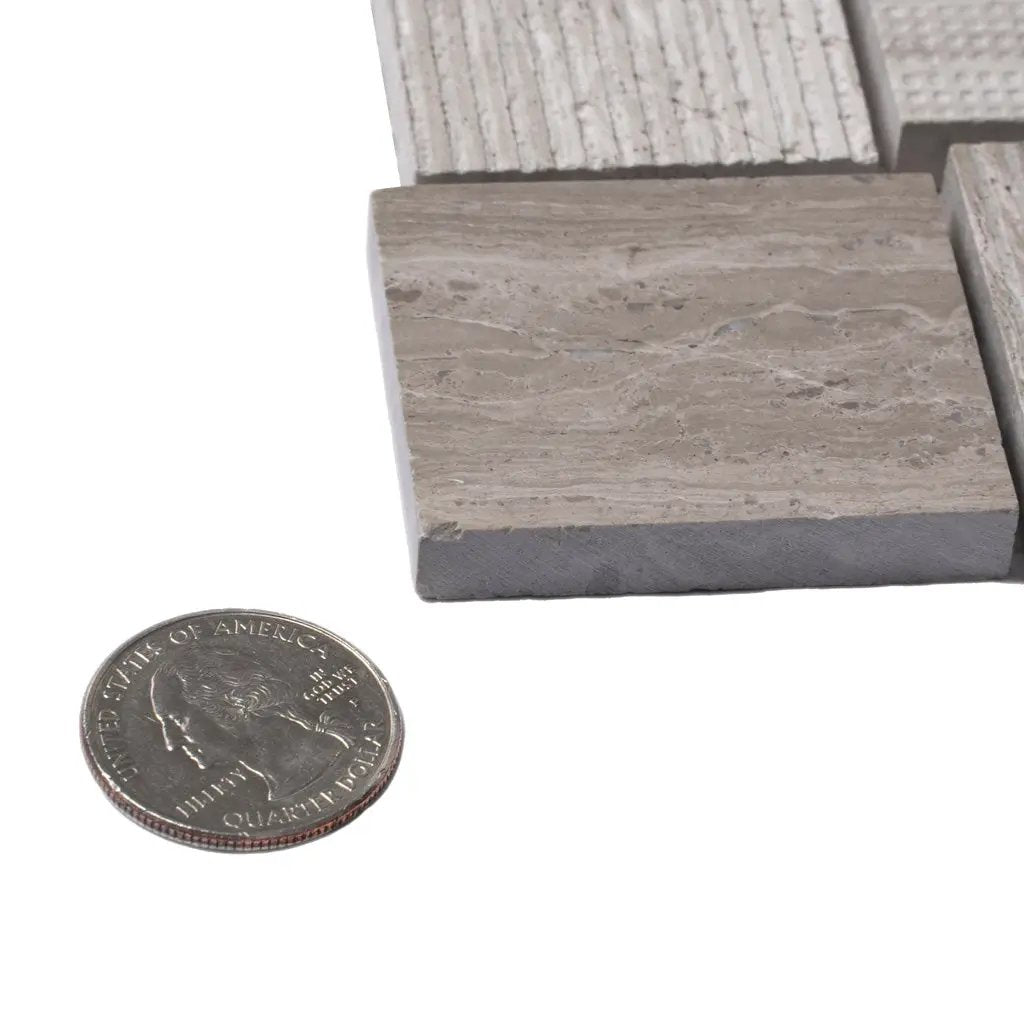 Wooden Grey 11x11 Polished Etched Brick Marble Mosaic Tile (5 pack, 4.13 sq ft/case) by Apollo Tile