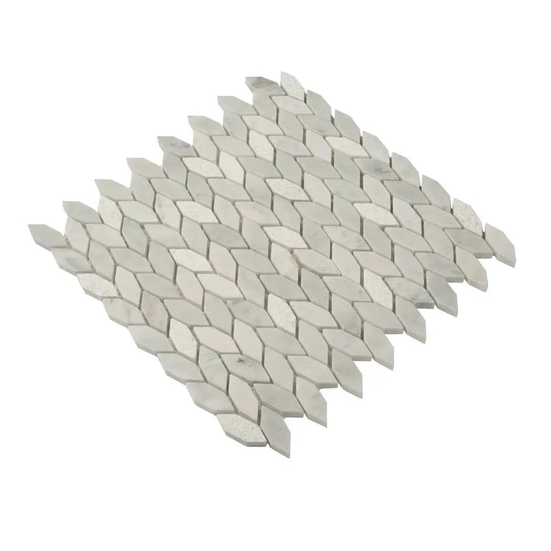 White Gray 12x12 Polished Etched Hexagon Bianco Carrara Marble Mosaic Tile (5 pack, 4.92 sq ft/case) by Apollo Tile