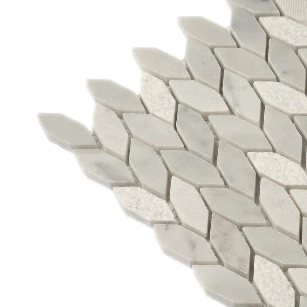 White Gray 12x12 Polished Etched Hexagon Bianco Carrara Marble Mosaic Tile (5 pack, 4.92 sq ft/case) by Apollo Tile