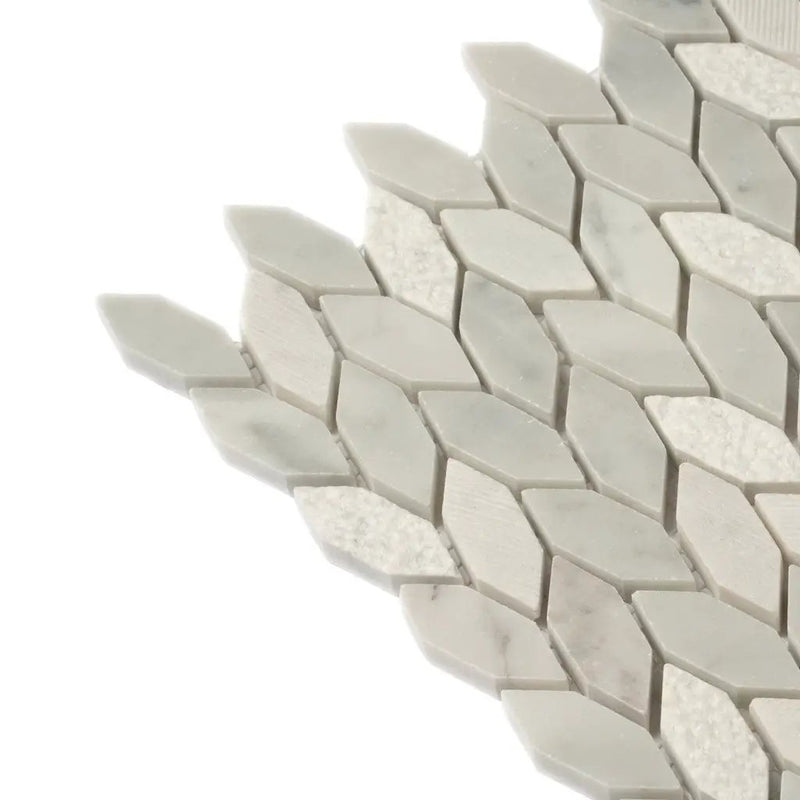 White Gray 12x12 Polished Etched Hexagon Bianco Carrara Marble Mosaic Tile (5 pack, 4.92 sq ft/case) by Apollo Tile
