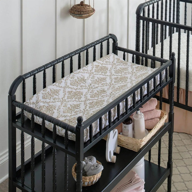 Changing Table in Black Wood Finish with 1-inch Waterproof Changing Pad by HomePacific