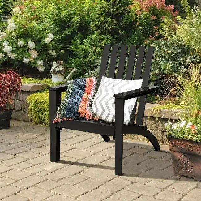 Indoor/Outdoor Acacia Wood Adirondack Lounge Armchair - Black by HomePacific