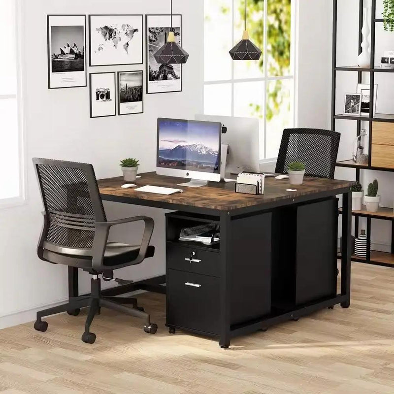 Black Rolling 2-Drawer Mobile File Cabinet Printer Stand Office Cart on Wheels by HomePacific