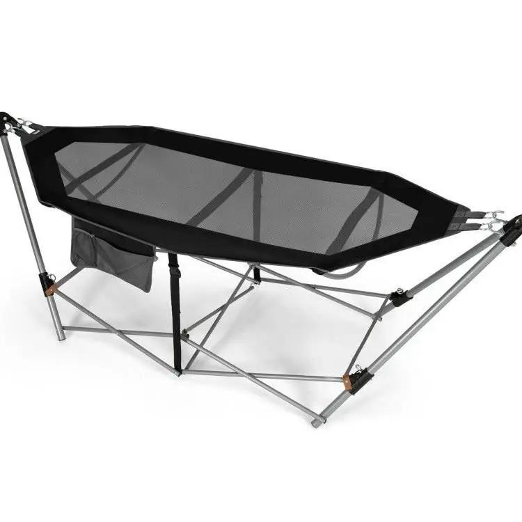 Black Portable Camping Foldable Hammock with Stand and Carry Case by HomePacific
