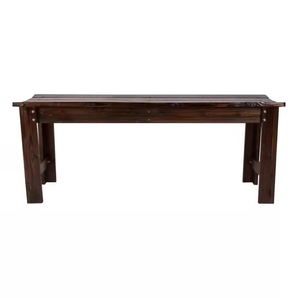 4-ft. Outdoor Patio Cedar Wood Backless Garden Bench in Burnt Brown Finish by HomePacific