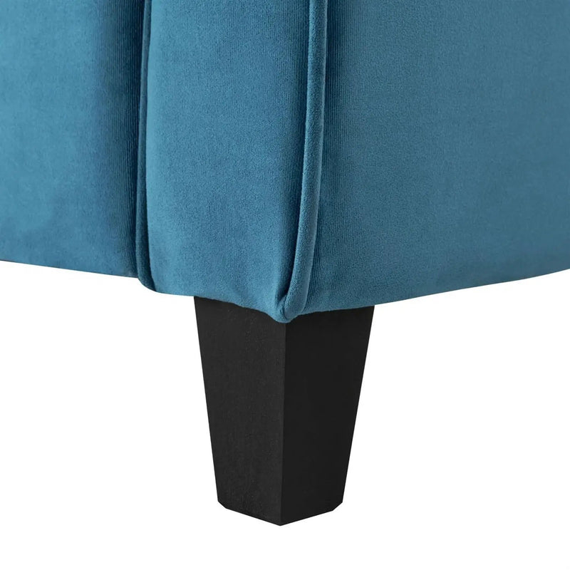 Modern Upholstered Loveseat Sofa in Blue Microfiber with Button Tufted Cushions by HomePacific