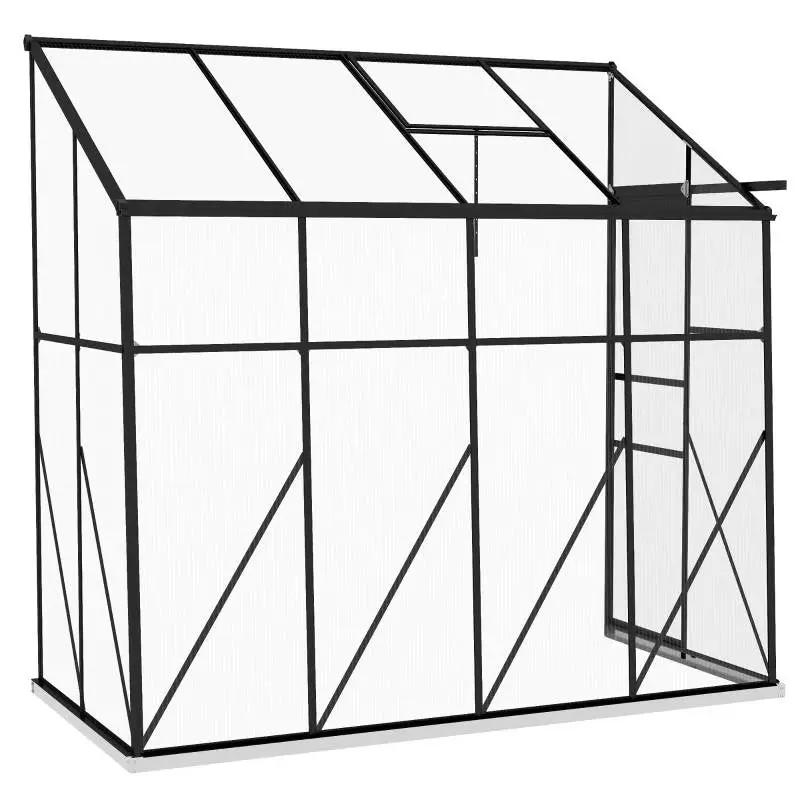 8.3 ft x 4.1 ft Outdoor Polycarbonate Lean-to Greenhouse with Black Metal Frame by HomePacific