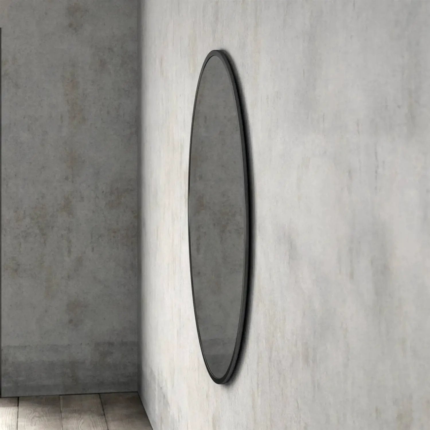 Round 42-inch Wall Mirror in Black - Living Room Bedroom Accent Bathroom Mirror by HomePacific