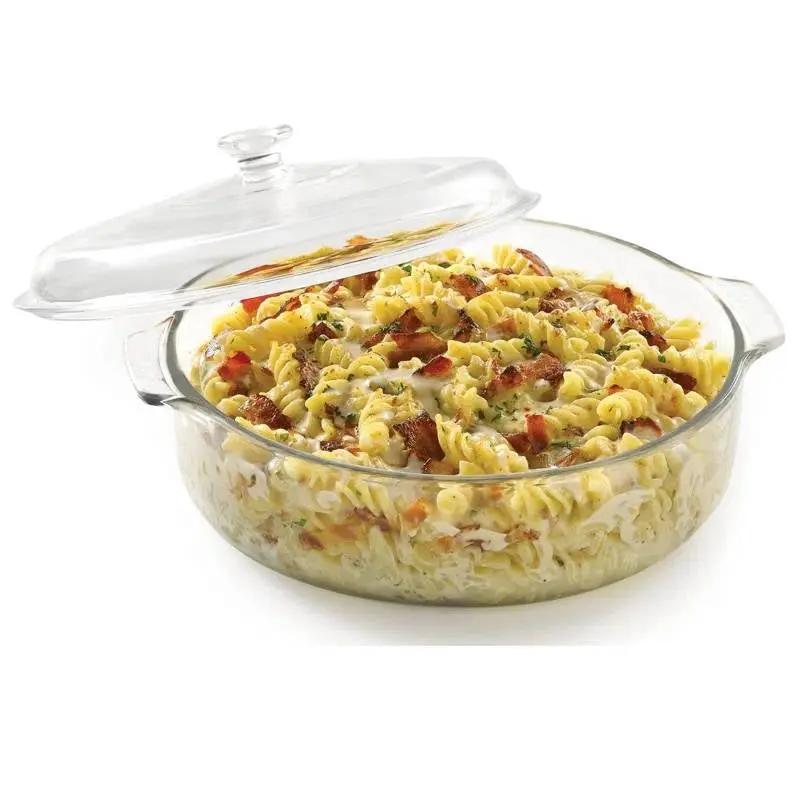 3-Quart Glass Bakeware Casserole Dish Dutch Oven with Oven-Safe Glass Lid by HomePacific
