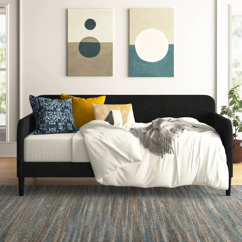 Twin size Modern Black Velvet Upholstered Daybed by HomePacific