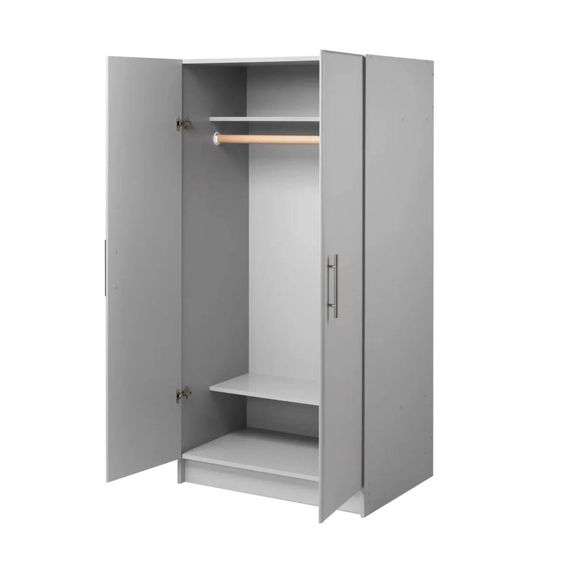 Bedroom Armoire Wardrobe Cabinet with Hanging Rail in Light Grey Wood Finish by HomePacific