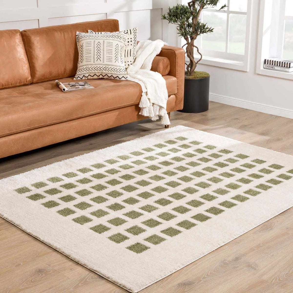 Baback Green Washable Area Rug, installed in a room 2