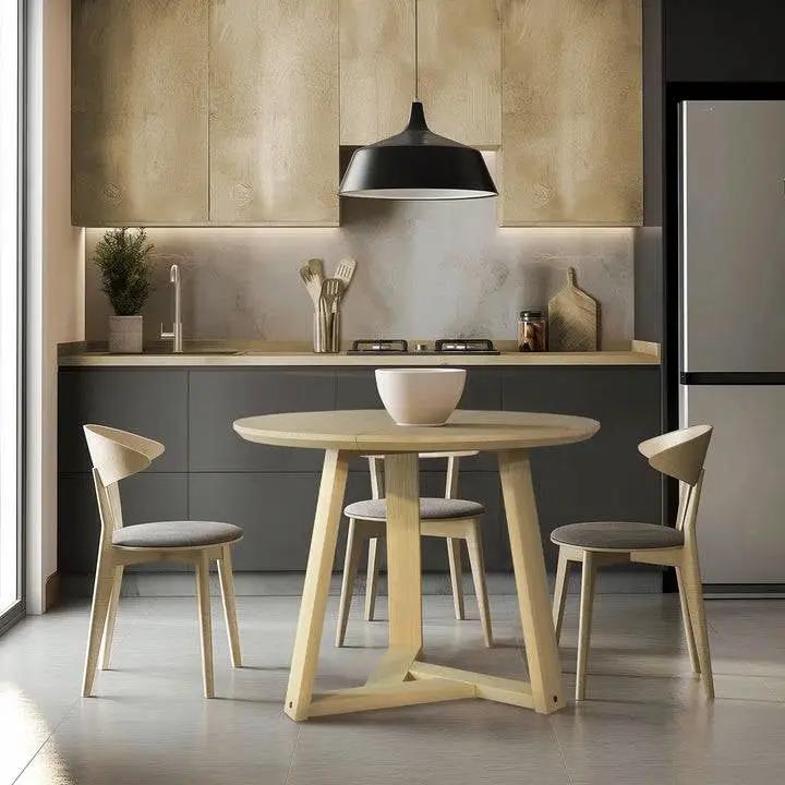 36 Inch Round Scandinavian Solid Wood Dining Table in Blonde by HomePacific