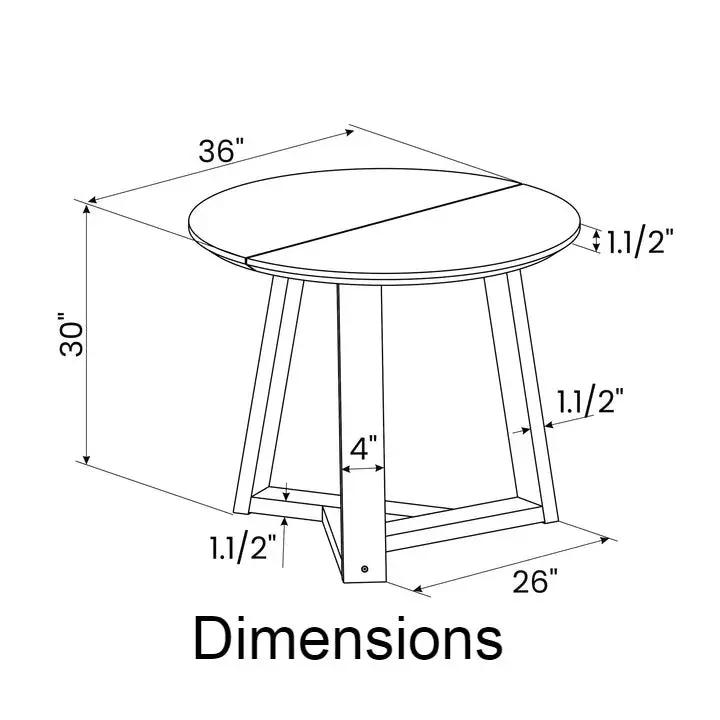 36 Inch Round Scandinavian Solid Wood Dining Table in Blonde by HomePacific