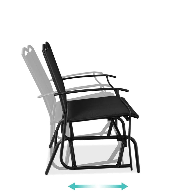2 Seat Mesh Patio Loveseat Swing Glider Rocker with Armrests in Black by HomePacific
