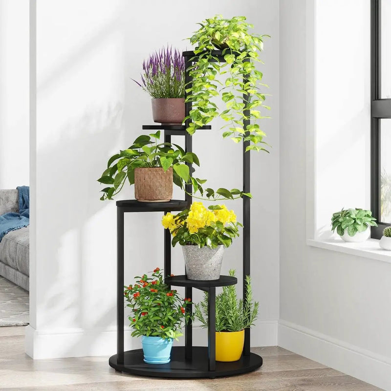 Modern 5-Tier Indoor Plant Stand in Black by HomePacific