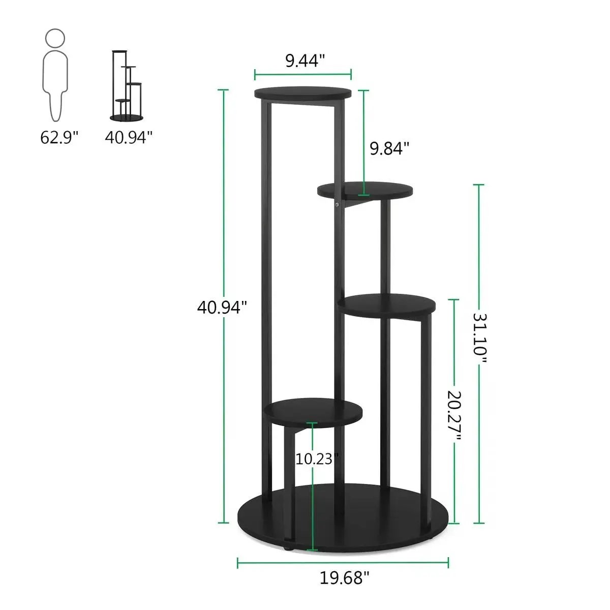 Modern 5-Tier Indoor Plant Stand in Black by HomePacific