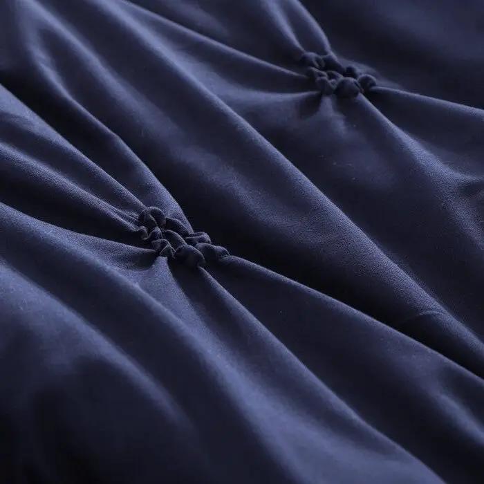 King Size All Season Pleated Hypoallergenic Microfiber Reversible 3 Piece Comforter Set in Navy by HomePacific