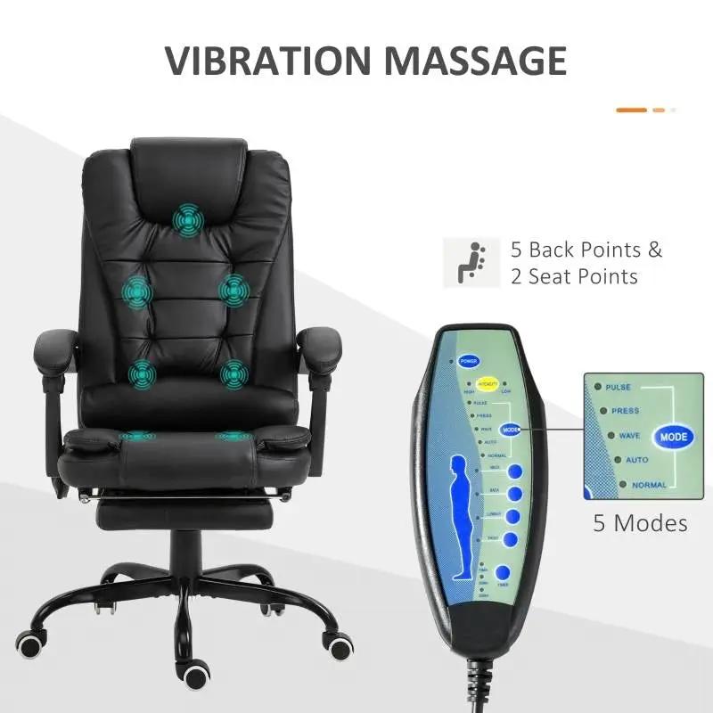 Black 7 Mode Vibrating High Back Executive Massage Adjustable Office Chair by HomePacific