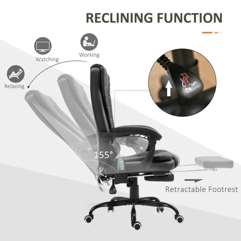 Black 7 Mode Vibrating High Back Executive Massage Adjustable Office Chair by HomePacific