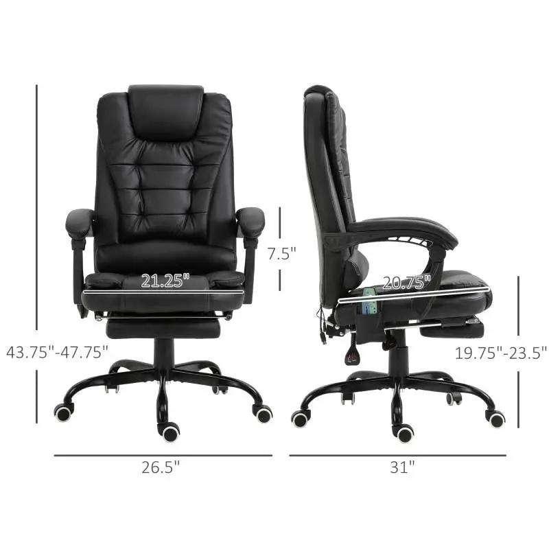 Black 7 Mode Vibrating High Back Executive Massage Adjustable Office Chair by HomePacific