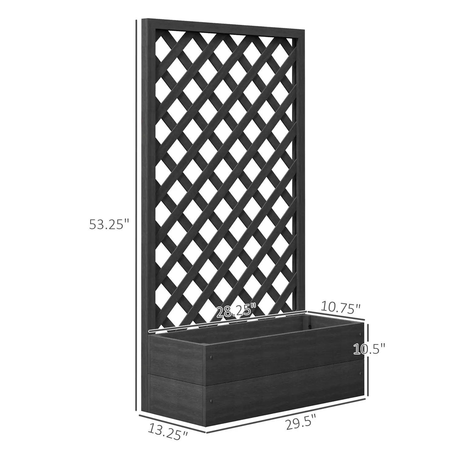 Outdoor Black Wooden Raised Garden Bed Planter Box with Lattice Trellis by HomePacific